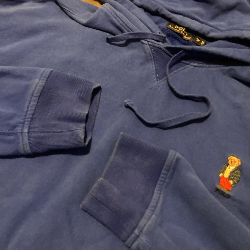 Polo Ralph Lauren polo bear pullover hoodie single-v cobalt blue Men 2XB/29
